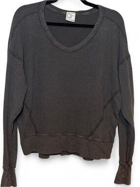 OFFLINE By Aerie Wow! Waffle Oversized T-Shirt in Smoke Gray